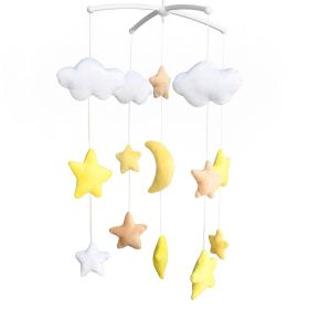 Handmade Plush Baby Crib Mobile Cute Star Moon Baby Musical Mobile Kids Room Decor; Yellow