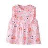Pink Flora Baby's Inner Waterproof Apron Eating Smock Girl's Princess Smock Sleeveless Bib
