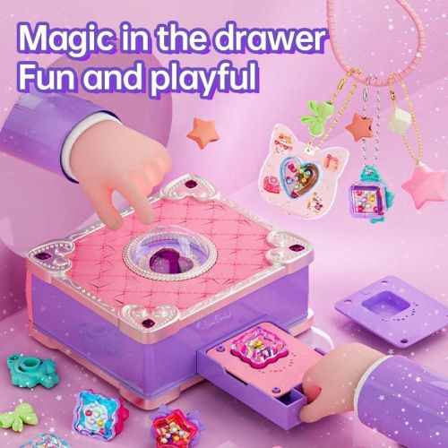 71 PCS DIY Jewel Rings Stickers Magical Kits for Little Girls, Handmade DIY Crafting Rings Bracelet Pendent Keychain, DIY Crafts for Kids