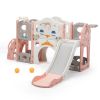 8-In-1 Large Kids Slide and Climb Set, Toddler Indoor Playground w/ Basketball Hoops, Balls, Rings, Telescope, Storage, Baby Playset