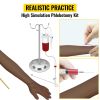 VEVOR Phlebotomy Practice Kit, Dark Skin IV Practice Kit Venipuncture Learning Phlebotomy Practice Arm Kit with Infusion Stand for Nurse