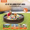 VEVOR Sandbox with Cover, 47.2 x 9.1 in Round Sand Box, HDPE Sand Pit with 3 Corner Seating and Bottom Liner, Kids Sandbox for Outdoor Backyard, Beach