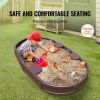 VEVOR Sandbox with Cover, 72 x 41.5 x 9.1 in Oval Sand Box, HDPE Sand Pit with 4 Corner Seating and Bottom Liner, Kids Sandbox for Outdoor Backyard