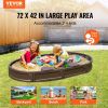 VEVOR Sandbox with Cover, 72 x 41.5 x 9.1 in Oval Sand Box, HDPE Sand Pit with 4 Corner Seating and Bottom Liner, Kids Sandbox for Outdoor Backyard