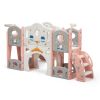 8-In-1 Large Kids Slide and Climb Set, Toddler Indoor Playground w/ Basketball Hoops, Balls, Rings, Telescope, Storage, Baby Playset