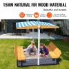 VEVOR Wooden Sandbox with Canopy, 57.3 x 47.2 x 47.2 in Sand Box, Sand Pit with Foldable Bench Seats and Bottom Liner