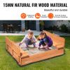 VEVOR Wooden Sandbox, 52.4 x 47.2 x 16.9 in Sand Box, Sand Pit with Foldable Bench Seats and Bottom Liner