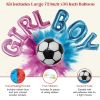 Gender Reveal Soccer Kit with Large 72 inch Balloons and Stickers Soccer Gender Reveal Games with Powder (Pink & Blue) Baby Shower Party Supplies and