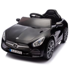 Licensed Mercedes-Benz CLS 350,12V Kids Ride On Toy Car w/Parents Control,2wd,Four-wheel suspension,Music,Bluetooth,LED Light,USB,Power display (material: Polypropylene, Color: Black)